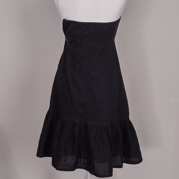 Strapless Black Dress Linen Size 2 - Picture 2 of 5